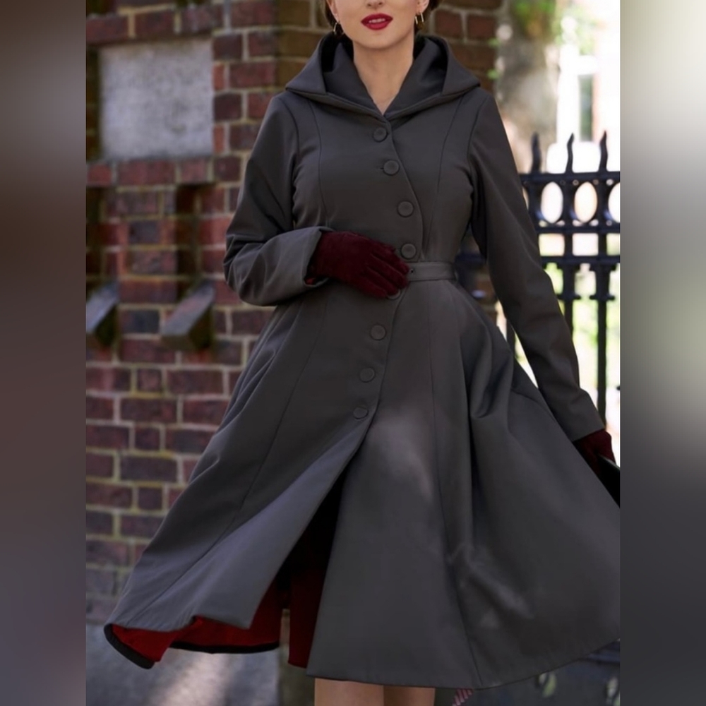 Miss Candyfloss Charcoal Grey Rain Coat with Hood XS